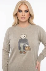 Πλεκτή μπλούζα τύπου Polo με teddy bear