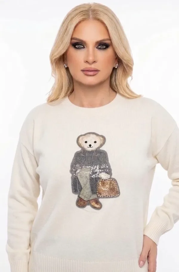 Πλεκτή μπλούζα τύπου Polo με teddy bear