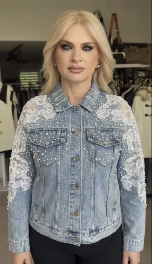 Γυναικείο Jean Jacket με Πέρλες
