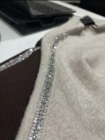 Σοκολατί Midi Φόρεμα με Strass στα μανίκια