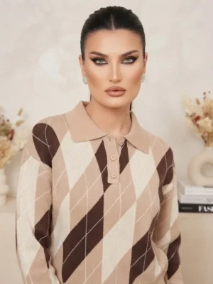 Πλεκτή Polo Μπλούζα Argyle
