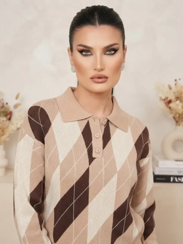 Πλεκτή Polo Μπλούζα Argyle