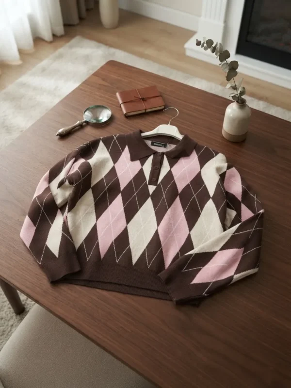 Πλεκτή Polo Μπλούζα Argyle
