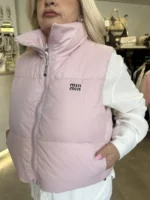 Γυναικείο Puffer Γιλέκο με Ψηλό Γιακά – Nude Pink