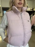 Γυναικείο Puffer Γιλέκο με Ψηλό Γιακά – Nude Pink