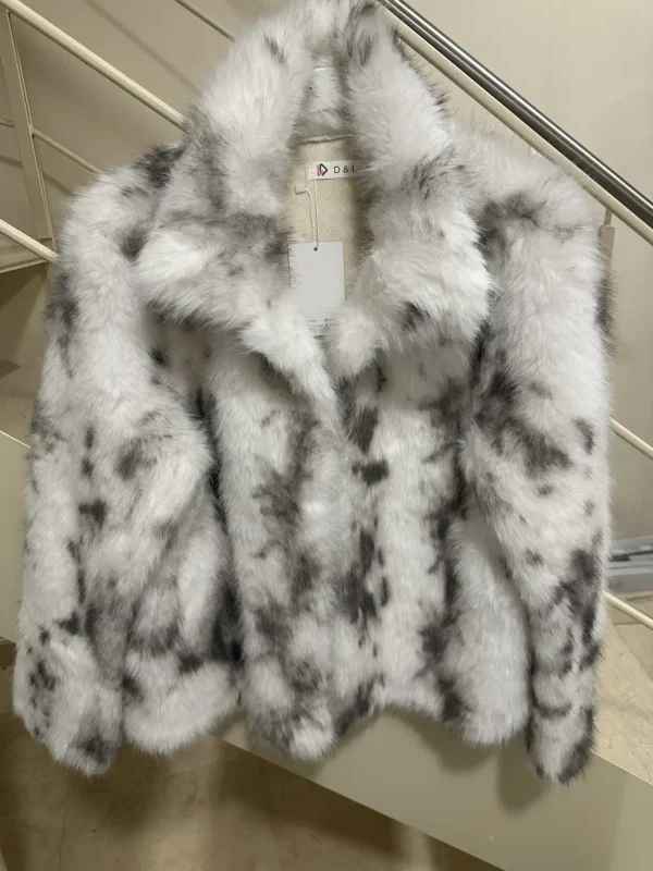 Πολυτελής Faux Fur Coat - Μαρμάρινο Pattern