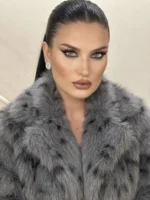 Πολυτελής Faux Fur Coat - Μαρμάρινο Pattern