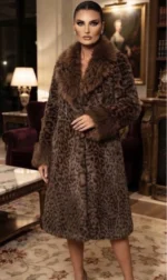 Γούνα Animal Print με Πλούσιο Γούνινο Γιακά
