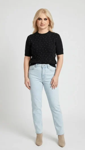 Sparkle Chic Knit Κοντομάνικη Μπλούζα
