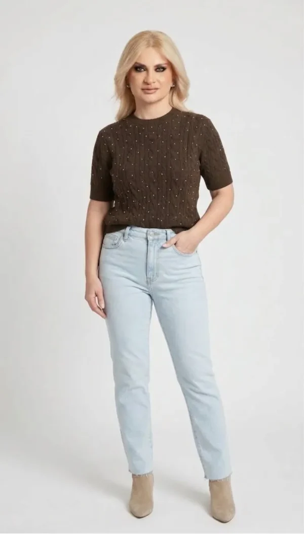 Sparkle Chic Knit Κοντομάνικη Μπλούζα