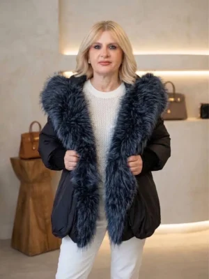 Γυναικείο Puffer Μπουφάν με Εντυπωσιακή Γούνινη Επένδυση