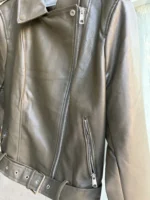 Δερμάτινο Biker Jacket σε Λαδί Απόχρωση