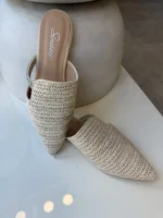 Capri Chic Ψάθινο Mule με Λεπτομέρεια Στρας