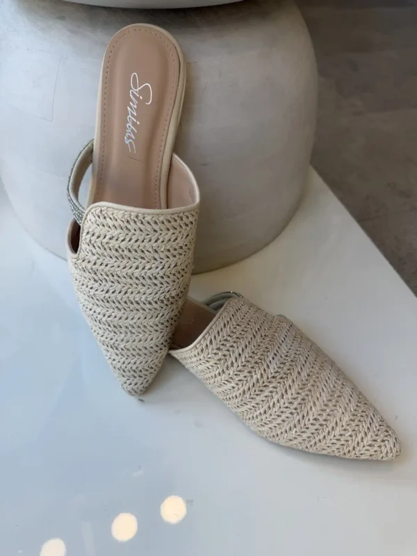 Capri Chic Ψάθινο Mule με Λεπτομέρεια Στρας