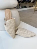 Capri Chic Ψάθινο Mule με Λεπτομέρεια Στρας