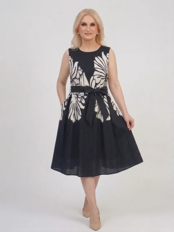 Midnight Blossom Midi Αμάνικο Φόρεμα