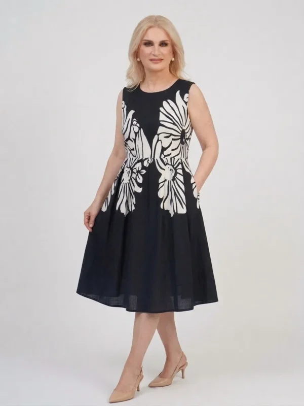 Midnight Blossom Midi Αμάνικο Φόρεμα