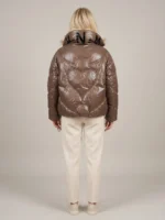 Amour Puffer Καφέ Μπουφάν με Γκλίτερ