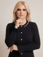 Chérie Cardigan Ζακέτα με Λεπτομέρειες Πέρλα, Στρας και Βολάν