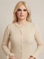 Chérie Cardigan Ζακέτα με Λεπτομέρειες Πέρλα, Στρας και Βολάν