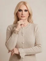 Chérie Cardigan Ζακέτα με Λεπτομέρειες Πέρλα, Στρας και Βολάν