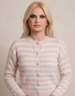 Blush Cardigan Πλεκτή Ριγέ Ζακέτα με Κουμπιά Στρας