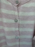 Blush Cardigan Πλεκτή Ριγέ Ζακέτα με Κουμπιά Στρας