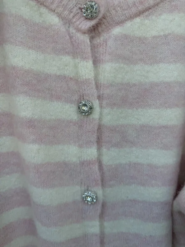 Blush Cardigan Πλεκτή Ριγέ Ζακέτα με Κουμπιά Στρας