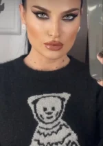 Γυναικεία Πλεκτή Μπλούζα με Σχέδιο Teddy Bear