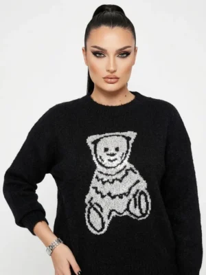 Γυναικεία Πλεκτή Μπλούζα με Σχέδιο Teddy Bear