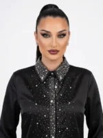 Γυναικείο Σατέν Πουκάμισο με Strass