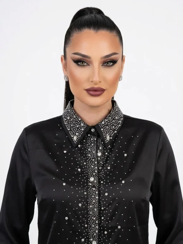 Γυναικείο Σατέν Πουκάμισο με Strass