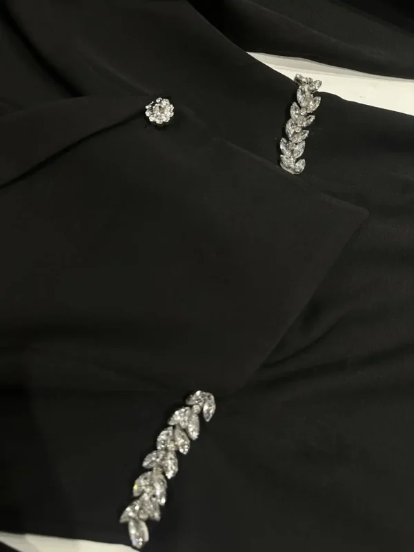 Mini Μαύρο Φόρεμα με Strass & Μανίκια Φανάρακι
