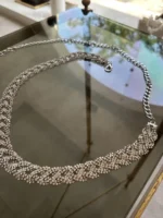 Ασημένια Strass Ζώνη Αλυσίδα Statement Κόσμημα