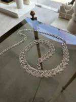 Ασημένια Strass Ζώνη Αλυσίδα Statement Κόσμημα