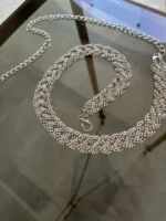 Ασημένια Strass Ζώνη Αλυσίδα Statement Κόσμημα