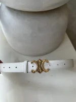 Elegant Λευκή Ζώνη με Χρυσή Αγκράφα