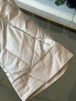 Oversized Εκρού Καπιτονέ Μπουφάν με Κρόσσια