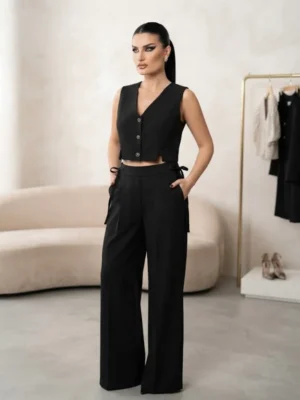 Σετ Black Elegance – Αμάνικο Γιλέκο & Παντελόνα