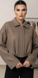 Bomber Πανωφόρι σε Taupe με Κλασικό Γιακά