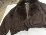 Γυναικείο σουετ Jacket σε Καφέ Απόχρωση με Γούνινο Γιακά
