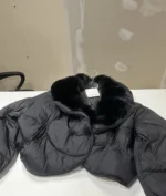Black Luxe Fur-Collar Puffer Bomber