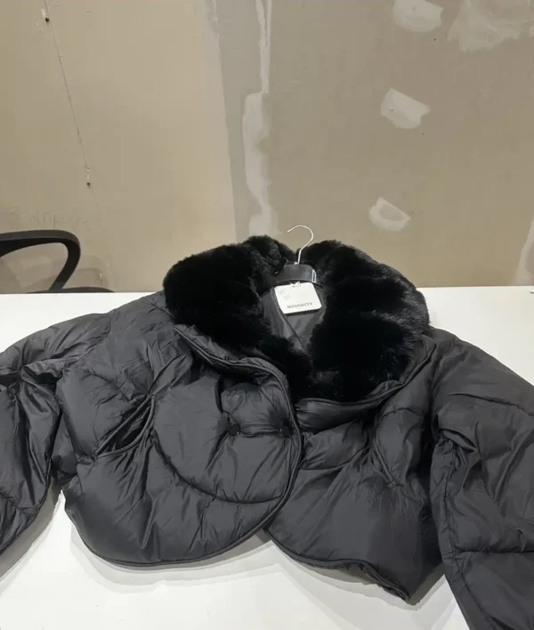 Black Luxe Fur-Collar Puffer Bomber