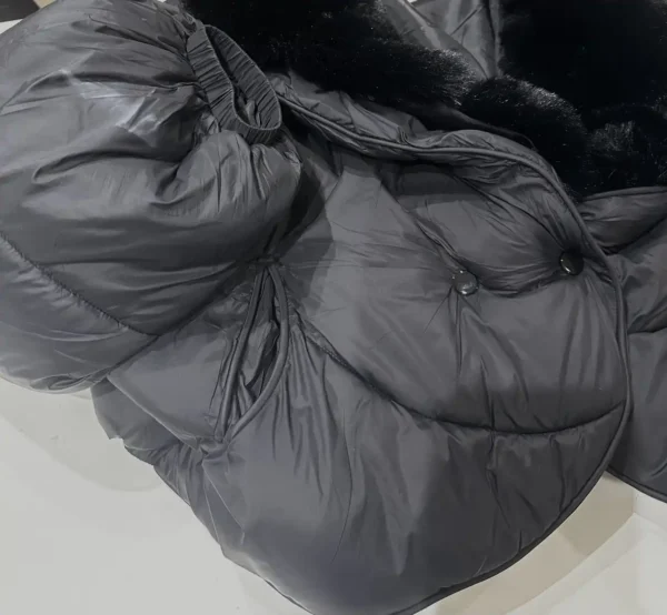 Black Luxe Fur-Collar Puffer Bomber