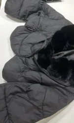 Black Luxe Fur-Collar Puffer Bomber