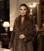 Γούνα Animal Print με Πλούσιο Γούνινο Γιακά