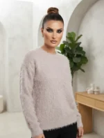 Γυναικείο Fluffy Πουλόβερ Pink Grey